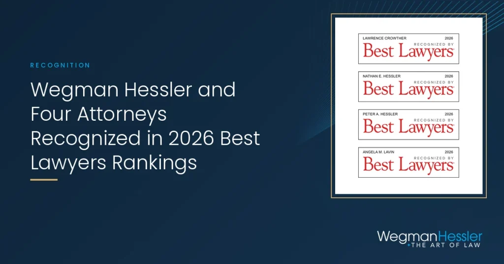 Best Lawyers 2026 badges for four attorneys at Cleveland law firm Wegman Hessler